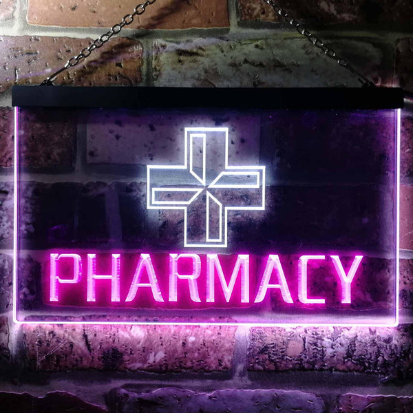 ADVPRO Pharmacy Cross Dual Color LED Neon Sign st6-i0151 - White & Purple