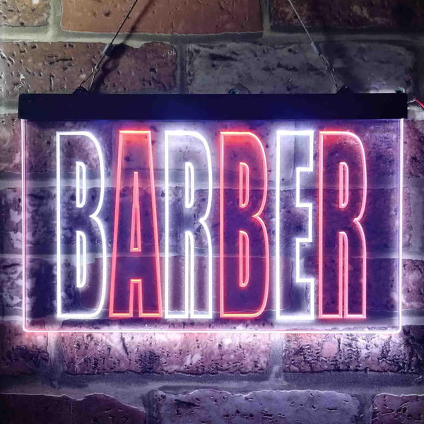 ADVPRO Barber Shop Illuminated Dual Color LED Neon Sign st6-i0152 - White & Orange