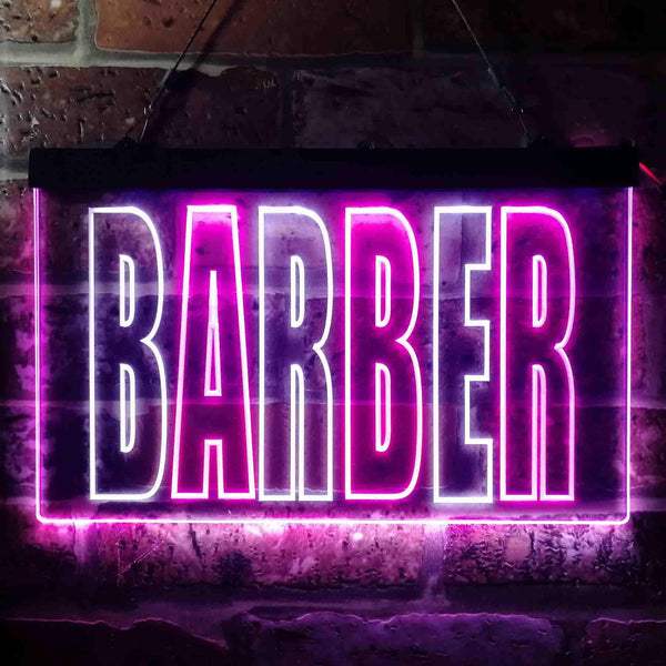 ADVPRO Barber Shop Illuminated Dual Color LED Neon Sign st6-i0152 - White & Purple