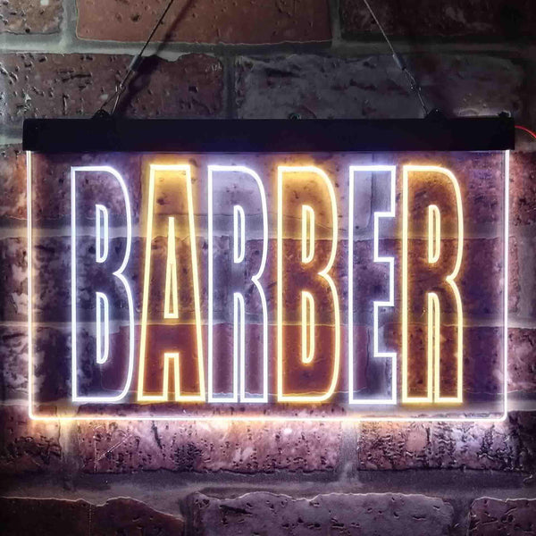 ADVPRO Barber Shop Illuminated Dual Color LED Neon Sign st6-i0152 - White & Yellow