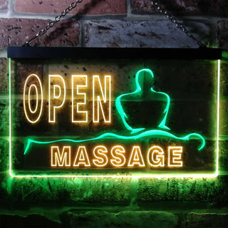 ADVPRO Open Massage Dual Color LED Neon Sign st6-i0155 - Green & Yellow
