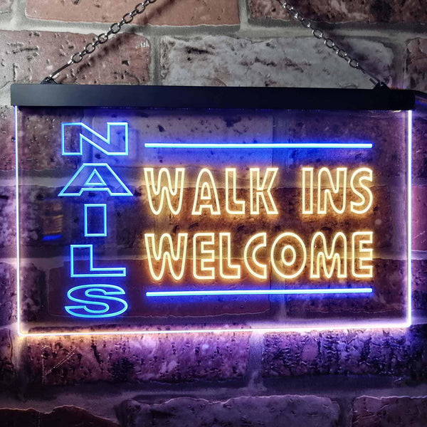 ADVPRO Nails Walk in Welcome Dual Color LED Neon Sign st6-i0159 - Blue & Yellow