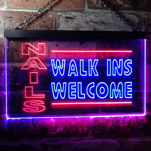 ADVPRO Nails Walk in Welcome Dual Color LED Neon Sign st6-i0159 - Red & Blue