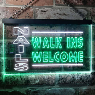 ADVPRO Nails Walk in Welcome Dual Color LED Neon Sign st6-i0159 - White & Green