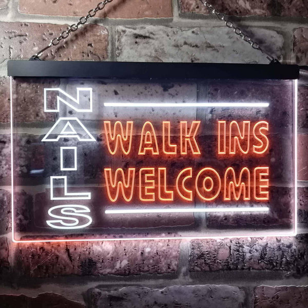 ADVPRO Nails Walk in Welcome Dual Color LED Neon Sign st6-i0159 - White & Orange