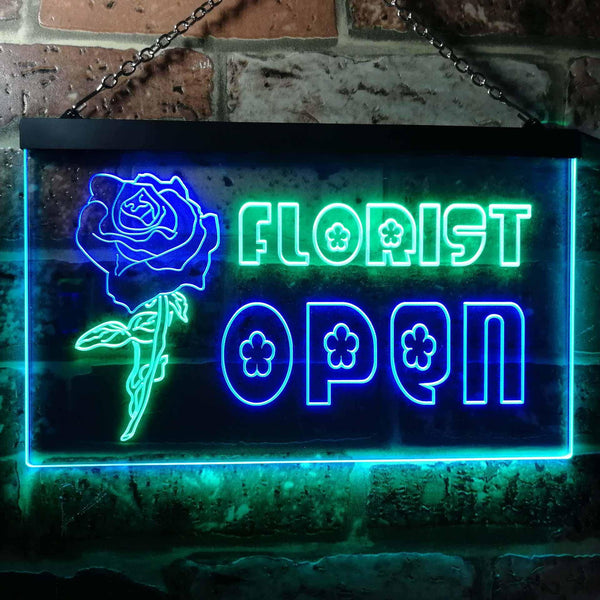 ADVPRO Florist Flower Open Dual Color LED Neon Sign st6-i0161 - Green & Blue