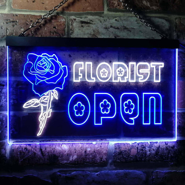 ADVPRO Florist Flower Open Dual Color LED Neon Sign st6-i0161 - White & Blue