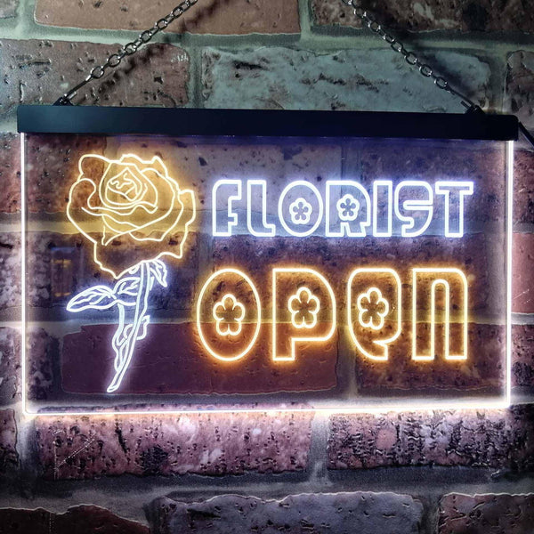 ADVPRO Florist Flower Open Dual Color LED Neon Sign st6-i0161 - White & Yellow