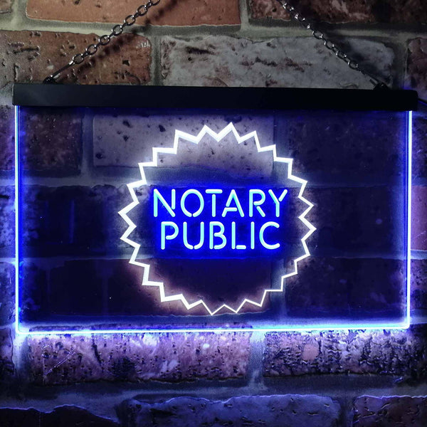 ADVPRO Notary Public Dual Color LED Neon Sign st6-i0169 - White & Blue