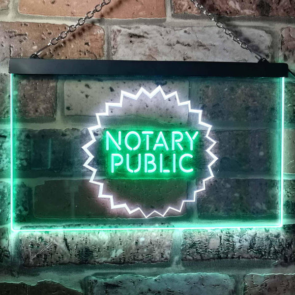 ADVPRO Notary Public Dual Color LED Neon Sign st6-i0169 - White & Green