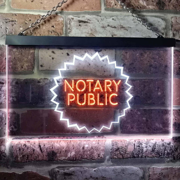 ADVPRO Notary Public Dual Color LED Neon Sign st6-i0169 - White & Orange