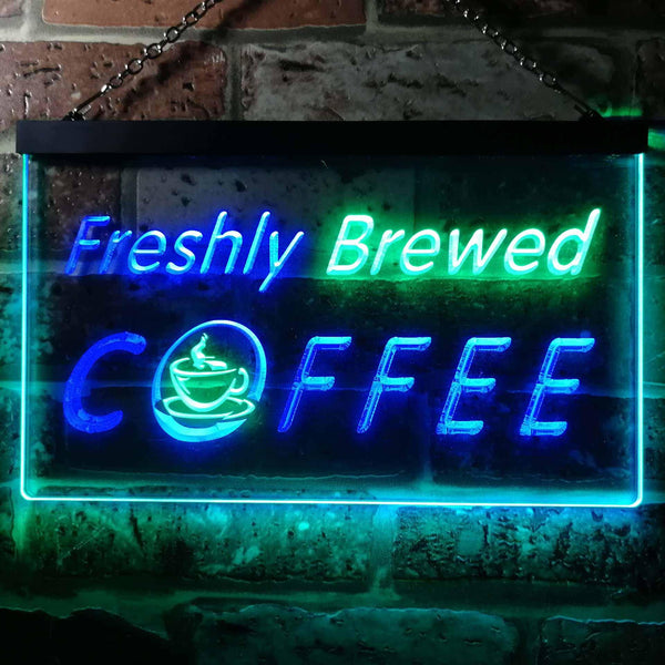 ADVPRO Freshly Brewed Coffee Kitchen Dual Color LED Neon Sign st6-i0170 - Green & Blue