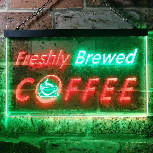 ADVPRO Freshly Brewed Coffee Kitchen Dual Color LED Neon Sign st6-i0170 - Green & Red