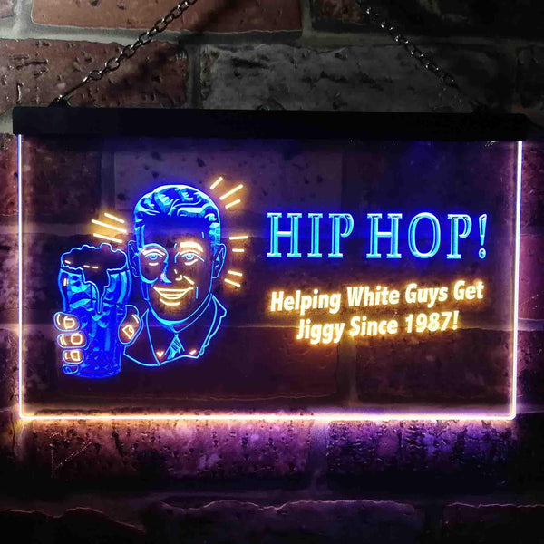 ADVPRO Hip Hop Helping White Guys Beer Bar Dual Color LED Neon Sign st6-i0171 - Blue & Yellow