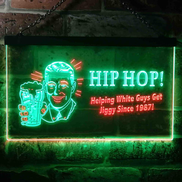 ADVPRO Hip Hop Helping White Guys Beer Bar Dual Color LED Neon Sign st6-i0171 - Green & Red