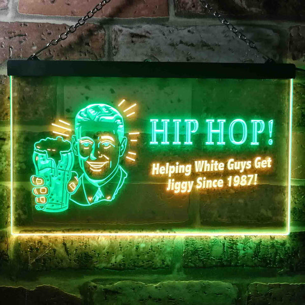 ADVPRO Hip Hop Helping White Guys Beer Bar Dual Color LED Neon Sign st6-i0171 - Green & Yellow