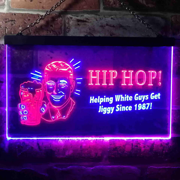 ADVPRO Hip Hop Helping White Guys Beer Bar Dual Color LED Neon Sign st6-i0171 - Red & Blue