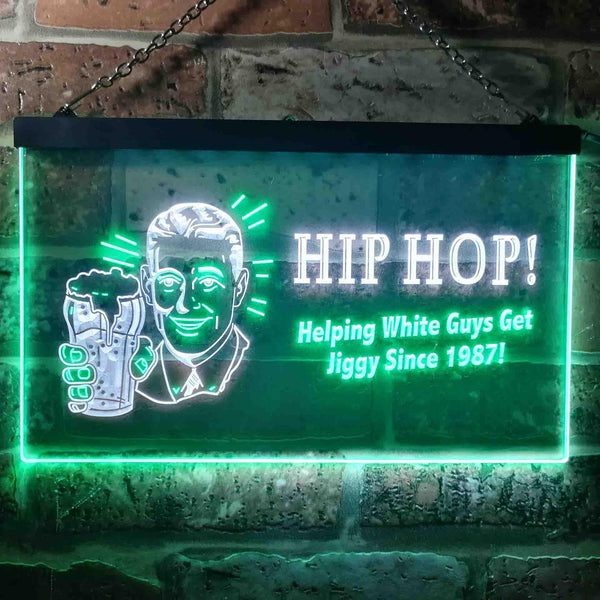 ADVPRO Hip Hop Helping White Guys Beer Bar Dual Color LED Neon Sign st6-i0171 - White & Green