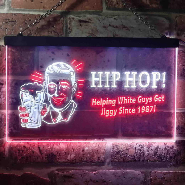 ADVPRO Hip Hop Helping White Guys Beer Bar Dual Color LED Neon Sign st6-i0171 - White & Red