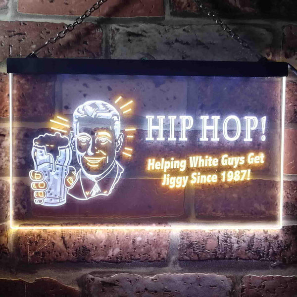 ADVPRO Hip Hop Helping White Guys Beer Bar Dual Color LED Neon Sign st6-i0171 - White & Yellow