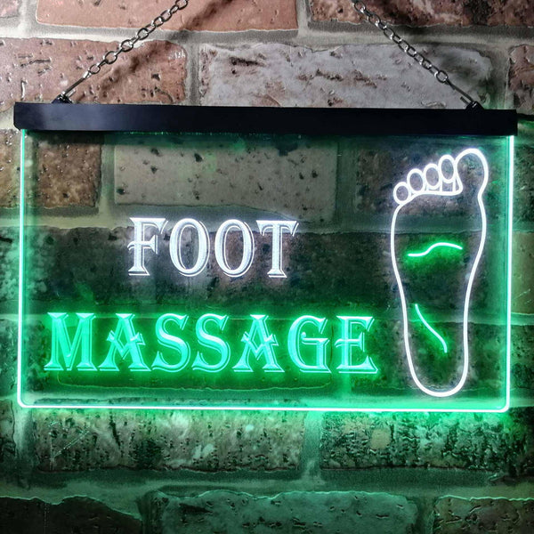 ADVPRO Foot Massage Shop Dual Color LED Neon Sign st6-i0178 - White & Green