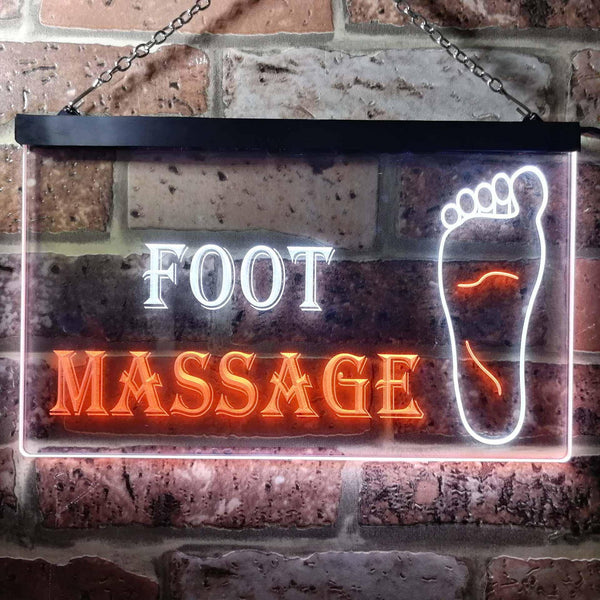 ADVPRO Foot Massage Shop Dual Color LED Neon Sign st6-i0178 - White & Orange