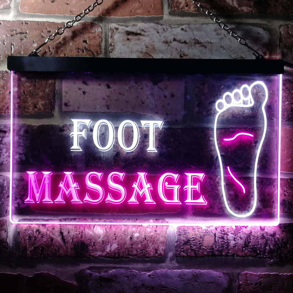ADVPRO Foot Massage Shop Dual Color LED Neon Sign st6-i0178 - White & Purple