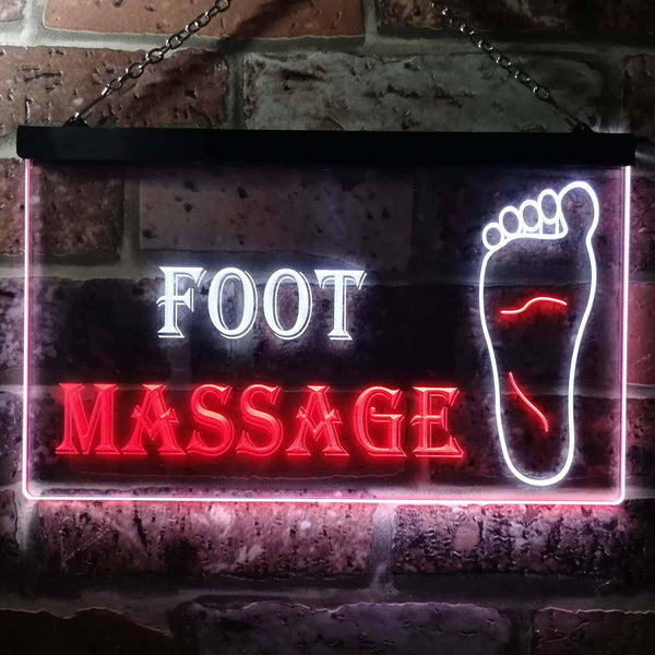 ADVPRO Foot Massage Shop Dual Color LED Neon Sign st6-i0178 - White & Red