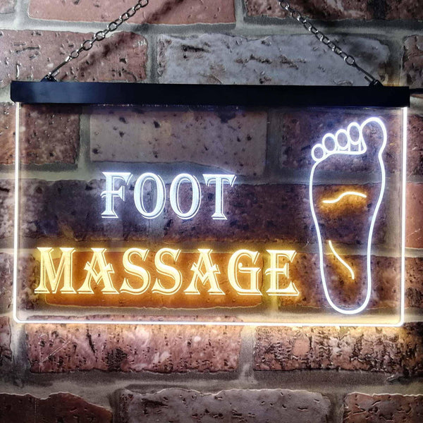 ADVPRO Foot Massage Shop Dual Color LED Neon Sign st6-i0178 - White & Yellow