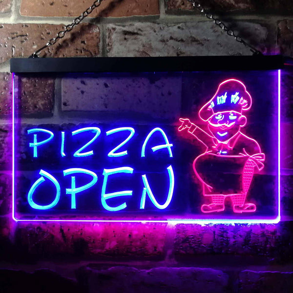 ADVPRO Pizza Open Shop Dual Color LED Neon Sign st6-i0183 - Red & Blue