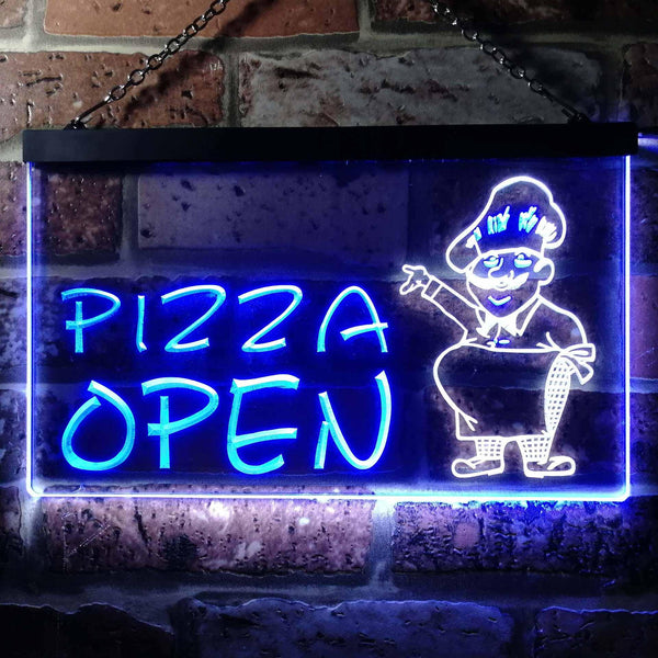 ADVPRO Pizza Open Shop Dual Color LED Neon Sign st6-i0183 - White & Blue