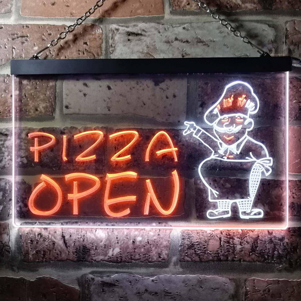 ADVPRO Pizza Open Shop Dual Color LED Neon Sign st6-i0183 - White & Orange