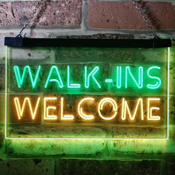 ADVPRO Walk Ins Welcome Open Barber Beauty Shop Massage Dual Color LED Neon Sign st6-i0190 - Green & Yellow