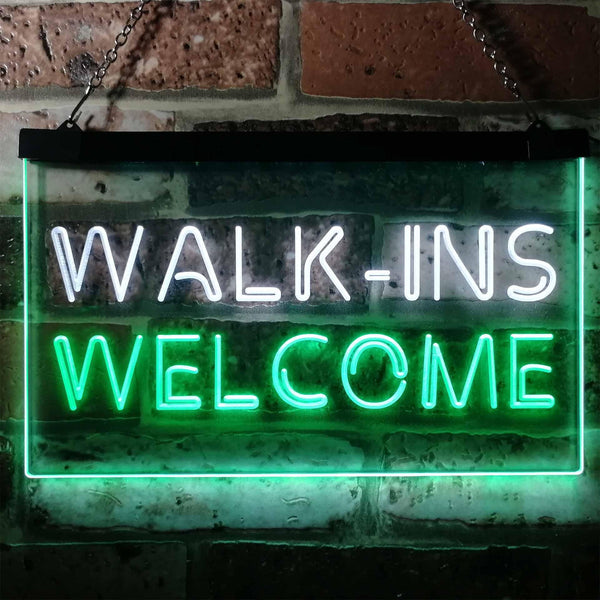 ADVPRO Walk Ins Welcome Open Barber Beauty Shop Massage Dual Color LED Neon Sign st6-i0190 - White & Green