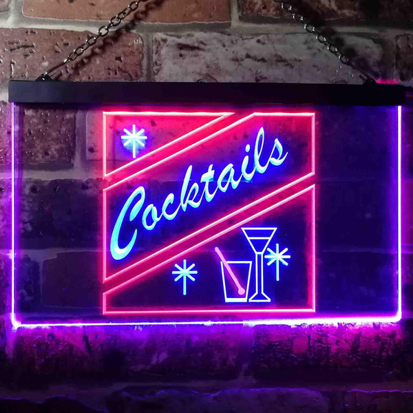 ADVPRO Cocktails Display Dual Color LED Neon Sign st6-i0191 - Red & Blue