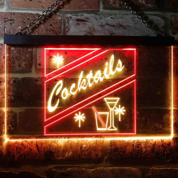 ADVPRO Cocktails Display Dual Color LED Neon Sign st6-i0191 - Red & Yellow