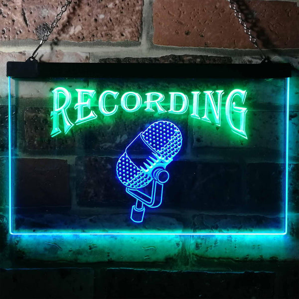 ADVPRO Recording On Air Microphone Studio Dual Color LED Neon Sign st6-i0206 - Green & Blue