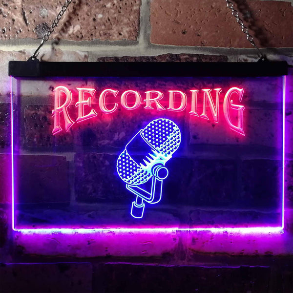 ADVPRO Recording On Air Microphone Studio Dual Color LED Neon Sign st6-i0206 - Red & Blue