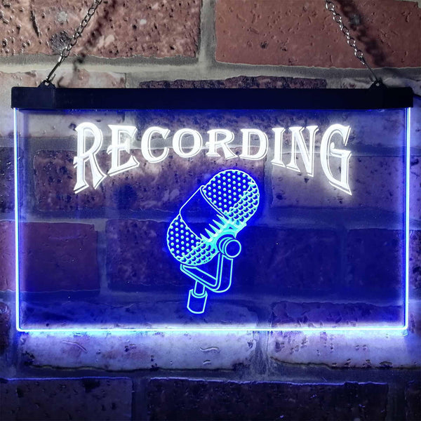 ADVPRO Recording On Air Microphone Studio Dual Color LED Neon Sign st6-i0206 - White & Blue