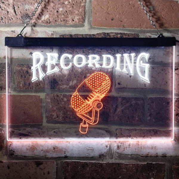ADVPRO Recording On Air Microphone Studio Dual Color LED Neon Sign st6-i0206 - White & Orange
