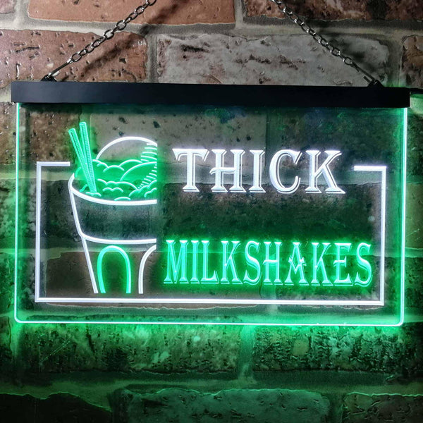 ADVPRO Thick Milkshakes Shop Dual Color LED Neon Sign st6-i0210 - White & Green