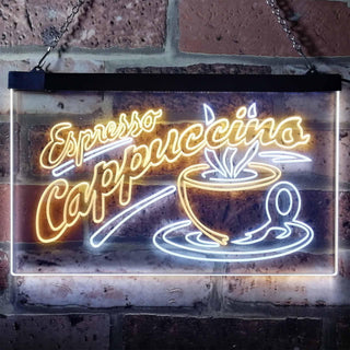ADVPRO Espresso Cappuccino Coffee Shop Open Dual Color LED Neon Sign st6-i0220 - White & Yellow