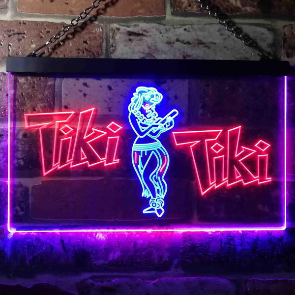 ADVPRO Tiki Bar Wajome Hula Dancer Dual Color LED Neon Sign st6-i0224 - Blue & Red