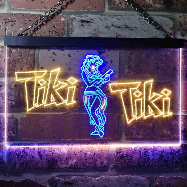 ADVPRO Tiki Bar Wajome Hula Dancer Dual Color LED Neon Sign st6-i0224 - Blue & Yellow