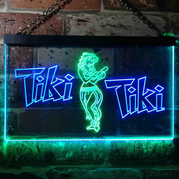 ADVPRO Tiki Bar Wajome Hula Dancer Dual Color LED Neon Sign st6-i0224 - Green & Blue