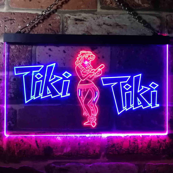 ADVPRO Tiki Bar Wajome Hula Dancer Dual Color LED Neon Sign st6-i0224 - Red & Blue