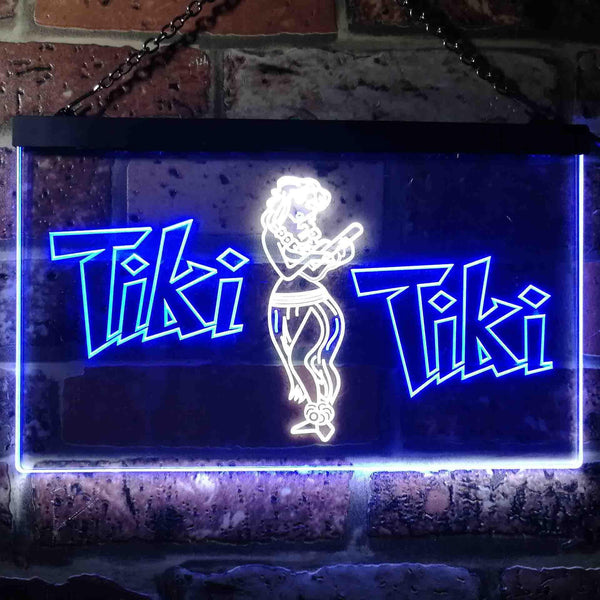 ADVPRO Tiki Bar Wajome Hula Dancer Dual Color LED Neon Sign st6-i0224 - White & Blue