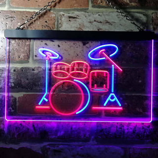 ADVPRO Drum Music Band Room Dual Color LED Neon Sign st6-i0230 - Blue & Red
