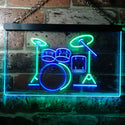 ADVPRO Drum Music Band Room Dual Color LED Neon Sign st6-i0230 - Green & Blue