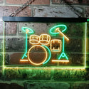 ADVPRO Drum Music Band Room Dual Color LED Neon Sign st6-i0230 - Green & Yellow